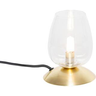 Klassisk bordlampe guld med glas - Elien