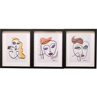 Set Of 3 Abstract Face Framed Wall Art