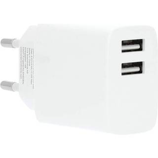 GEAR Charger 220V 2xUSB-A 3.4A White USB-C 2.0 Cable 1m