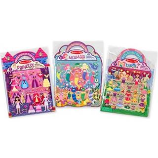 Melissa & Doug Puffy Sticker Activity Books Set: Princess Mermaid Fairy - 180+ Genanvendelige klisterm?rker - Genanvendelige Dress Up Doll Sticke