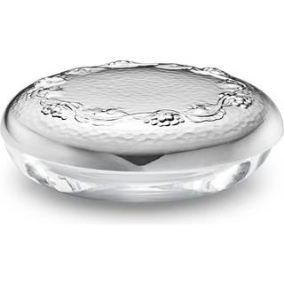 GRAPE sølv skrin, lille, Georg Jensen, Hammerslået sterlingsølv / Krystalglas
