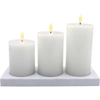 Conzept LED Bloklys 3D flamme opladelig chip 3 stk med remote