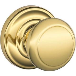 Schlage Andover Passage Knob Andover Rose Bright Brass