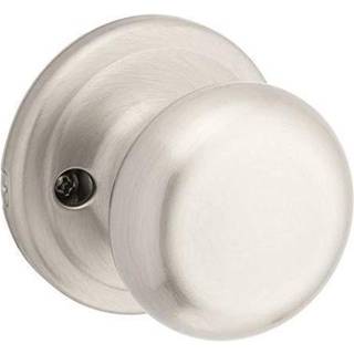 Kwikset Juno Dummy Door Knob Single-sidet håndtag til skabe Franske dobbeltdøre og pantry satin Nikkel Ikke-drejende indvendig skub/pull-dørknap