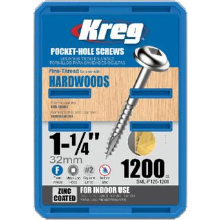 KREG Pocket-Hole skruer 32mm Zinc Coated Maxi-Loc fin gevind 1200stk