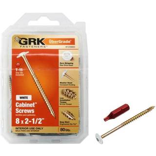 GRK Fastg?relsesmidler 120660 Hvidt kabinet #8 x 2-1/2 """" Skruer 80ct