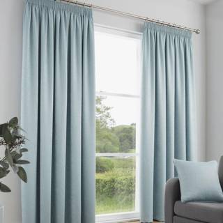 Fusion Fusion Duck Egg Galaxy Room Darkening Woven Pair of Pencil Pleat Curtains