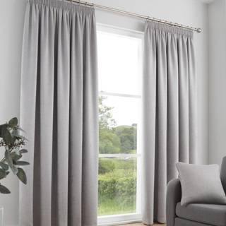 Fusion Fusion Silver Galaxy Room Darkening Woven Pair of Pencil Pleat Curtains