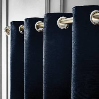 Hyperion Hyperion Deep Navy Blue Selene Luxury Chenille Weighted Thermal Lined Eyelet Curtains