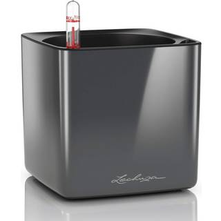 Lechuza Cube Glossy 14 indendørs krukke til blomster med selvvandingssystem 13,5 Charcoal Højglans
