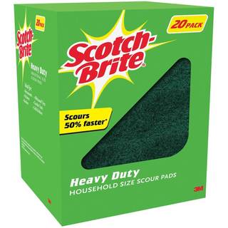 Scotch-Brite Ekstra Kraftige Industristørrelse Skurepads - 20 stk til dybderensning af støbejern, griller, værktøj og svært snavs