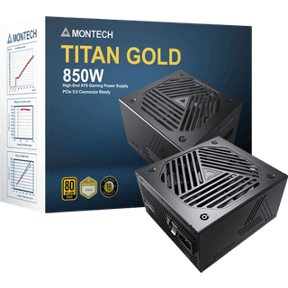 Montech Titan 850 Strømforsyning - 850 Watt - 135 mm - ATX - 80 Plus Gold certified