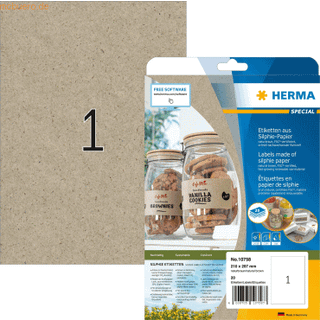 Herma etiket Silphie 210x297mm i kraftpapir, 1 etiket pr ark, 20 ark, genbrugspapir