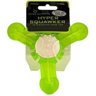 Hyper Pet Hyper Squawkers Dog Jack Holdable Dog Legetøj designet af TPR og Nylon med et lokkende fnise støjmedium