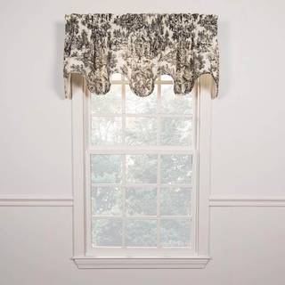 Ellis Curtain Victoria Park Toile 70 """" X 15 """" Foret Scallop Valance Black