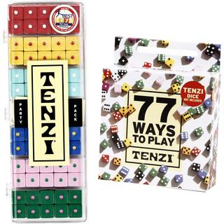 TENZI Party Pack: 6 sæt af 10 farvede terninger, 77 måder at spille på - hurtigt, sjovt familie-terningspil (farverne kan variere)