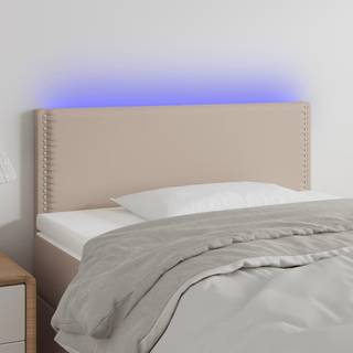 sengegavl med LED-lys 100x5x78/88cm kunstlæder cappuccinofarvet