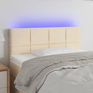 sengegavl med LED-lys 90x5x78/88 cm stof cremefarvet