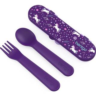 Bentgo? B?rns redskabss?t - Genanvendelig plastgaffel Spoon & Storage Case - BPA -Free Materials Easy Grip H?ndtag Opvaskemaskine Safe - Ideel ti