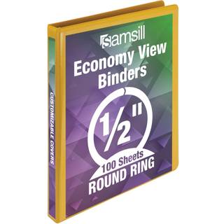 Samsill Economy 0,5 tommer 3 ringbindemiddel lavet i USA Round Ring Binder Perpasable Clear View Cover Yellow (18515)