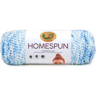 Lion Brand Homespun 790-355A Delft Indhold: 98% akryl, 2% polyester Vægt/længde: 170 g = ca. 169 meter Anbefalede pinde: 6.00 mm Strikkefasthed: 10 x 10 cm = 14 m x 20p Vask: Maskinvask 40°C.