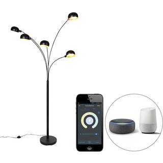 Smart gulvlampe sort 5-lys inkl. Wifi B35 - Sixties