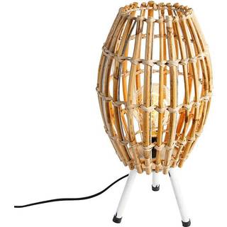 Rustik bordlampe tripod bambus med hvid - Canna Capsule