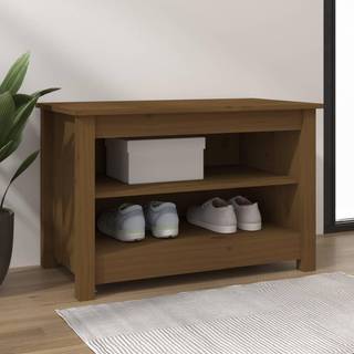 skobænk 70x38x45,5 cm massivt fyrretræ gyldenbrun