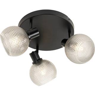 Design spot sort med røgglas 3-lys rund - Chico