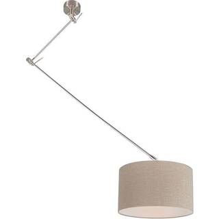 Hængelampe stål med skærm 35 cm taupe justerbar - Blitz I.