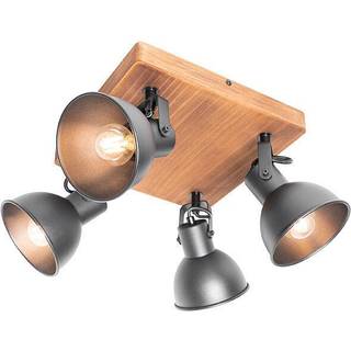 Industriel spotlight sort med træ vipbar 4-lys - Tommy