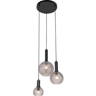 Design pendellampe sort med røgglas 3-lys - Chico
