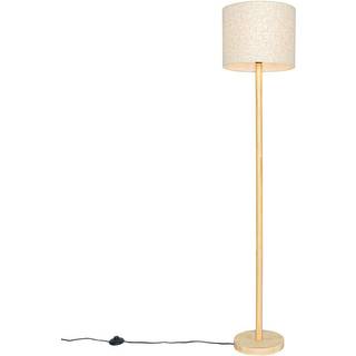 Rustik gulvlampe træ med linnedskærm beige 32 cm - Mels
