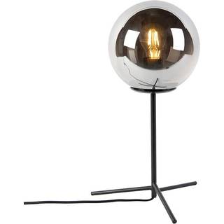 Art Deco bordlampe sort med røgglas 45,5 cm - Pallon