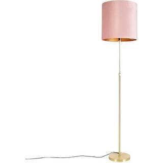 Gulvlampe guld / messing med fløjlskærm lyserød 40/40 cm - Parte