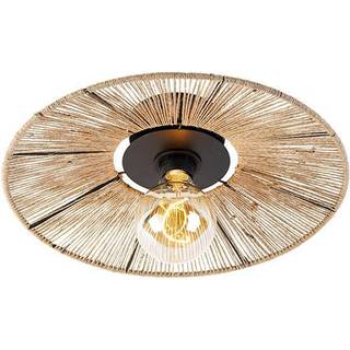 Rustik loftslampe sort med reb - Sacha