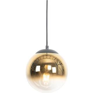 Art Deco hængelampe sort med guldglas 20 cm - Pallon