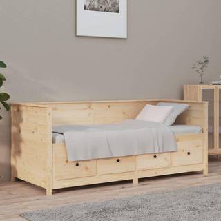 Daybed Med Reol Uden Madras Massivt Fyrretræ - Naturfarvet / 75 x 190 cm