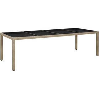 havebord 250x100x75 cm hærdet glas og polyrattan beige