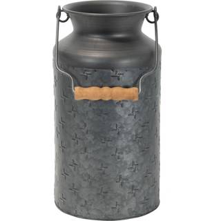 Foreside Hjem og have sort galvaniseret metal dekorativ vase med tr?h?ndtag