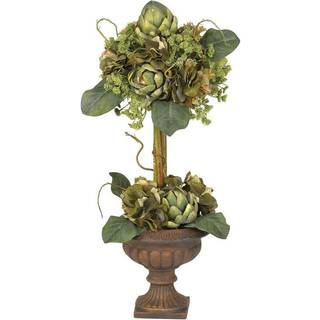 Næsten naturlig 4633 artiskok topiær silke blomsterarrangement grøn 12x12x24