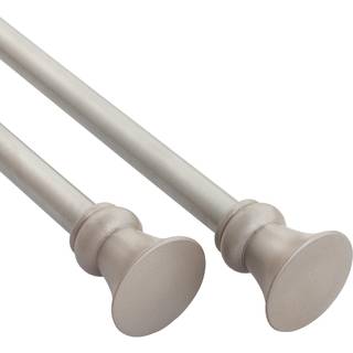 Deco Window 2 Pack Silver Curtain Rods til vindue 28 til 48 tommer Nickel 5/8 tommer Diameter Drapy Pole med trompet Finial Modern Justerbar Heav
