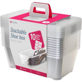 Livshistorie 5.7 liter Multipurpose Stable Clear Plastic Opbevaringsbeholdere med l?g til sko tilbeh?r og skab 10 pakke