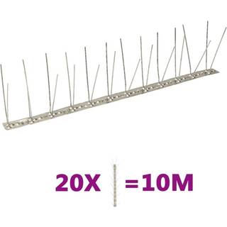 fuglepigge i 4 rækker sæt med 20 stk. 10 m rustfrit stål
