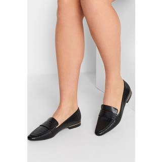 Lts Black Metal Trim Loafers In Standard Fit Standard > 11 Lts | Tall Women's Loafers - Standard 11