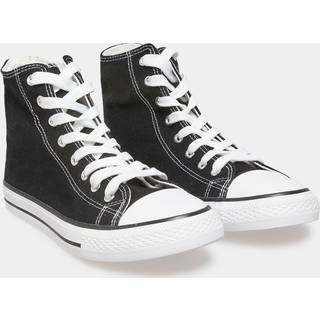Yours Curve Yours Curve Black Wide Fit Canvas High Top Trainers