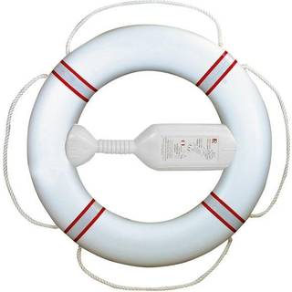 Redningskrans Fristad Plast FP380, Ø61/38 cm, hvid med røde refleksbånd, 2.1 kg + 20 meter kasteline