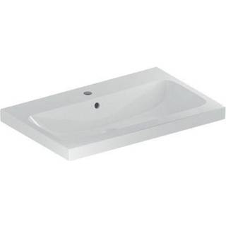 Geberit iCon Light håndvask til borplademontering: B=75cm, T=48cm, Hanehul=Midtpå, Overløb=Synlig, Hvid