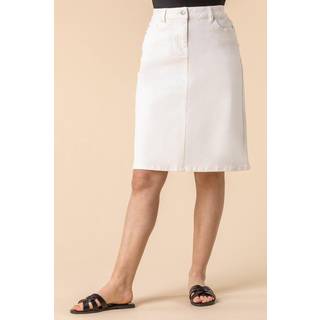 Roman Roman White Cotton Denim Stretch A-Line Skirt