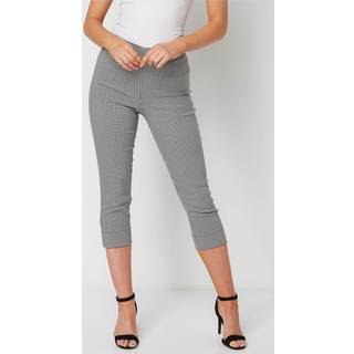 Roman Roman Black Gingham Elastic Waist Stretch Cropped Trousers